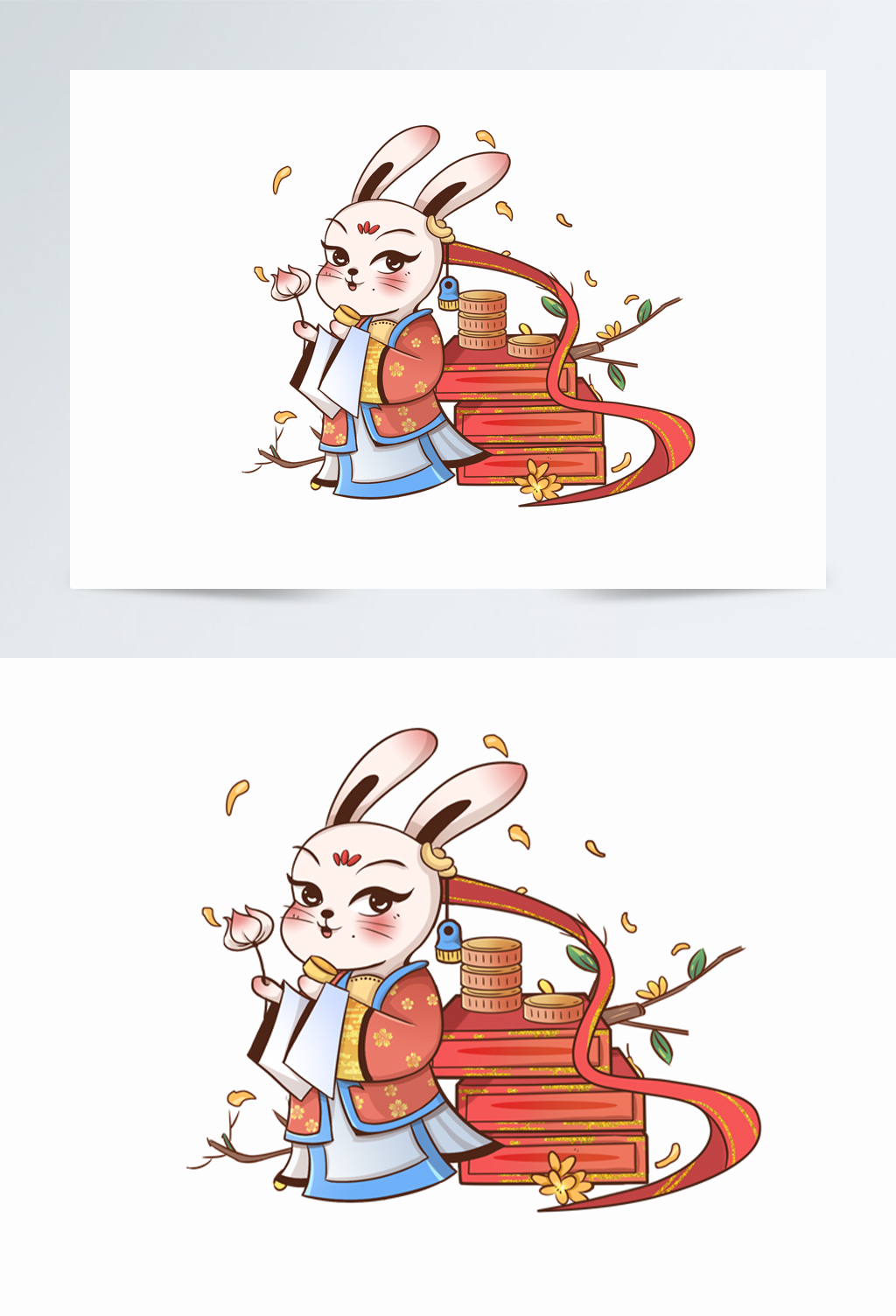 中秋节八月十五玉兔吃月饼